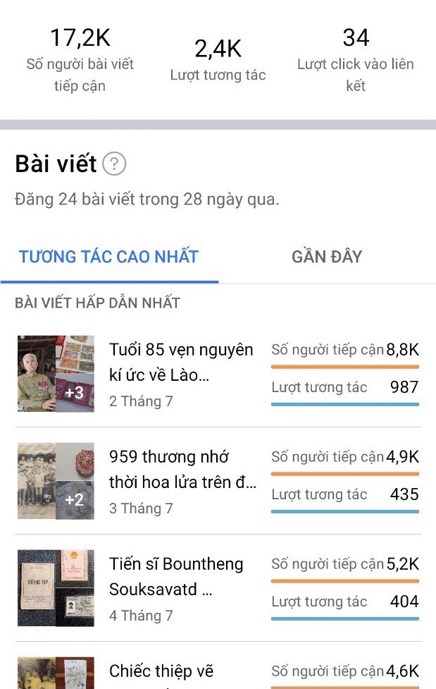 Trên kênh fanpage Cuộc thi, https://www.facebook.com/60namvietlaothoidai/, các bài đăng đều nhận được hàng nghìn lượt like, share của người dân hai nước chỉ sau thời gian ngắn đăng tải.