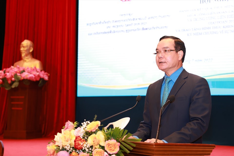 Chủ tịch Nguyễn Đình Khang phát biểu tại Hội nghị (Ảnh: Hải Nguyễn).