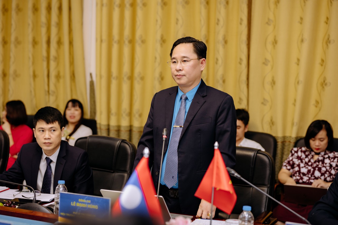 Tiến sĩ Lê Mạnh Hùng - Phó Bí thư Đảng ủy, Hiệu trưởng Trường Đại học Công đoàn phát biểu.