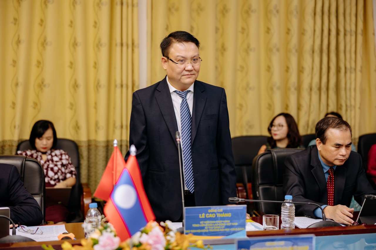 Tiến sĩ Lê Cao Thắng - Bí thư Đảng ủy, Chủ tịch Hội đồng Trường Đại học Công đoàn phát biểu.