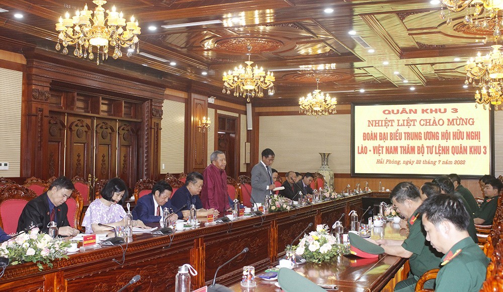 Chủ tịch Hội hữu nghị Lào - Việt Nam Boviengkham Vongdara phát biểu (Ảnh: Thành Luân).