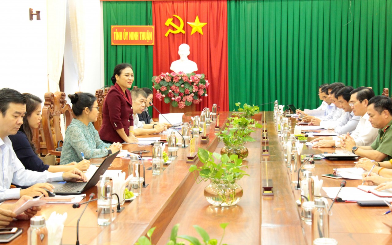Đoàn công tác của Liên hiệp các tổ chức hữu nghị Việt Nam thảo luận với đoàn Lãnh đạo tỉnh Ninh Thuận