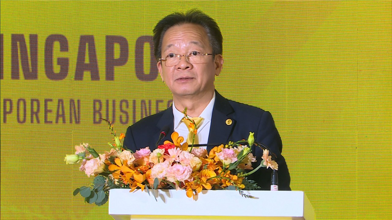 Ông Đỗ Quang Hiển, Chủ tịch Ủy ban chiến lược Tập đoàn T&T Group, Chủ tịch HĐQT Ngân hàng SHB phát biểu tại sự kiện.