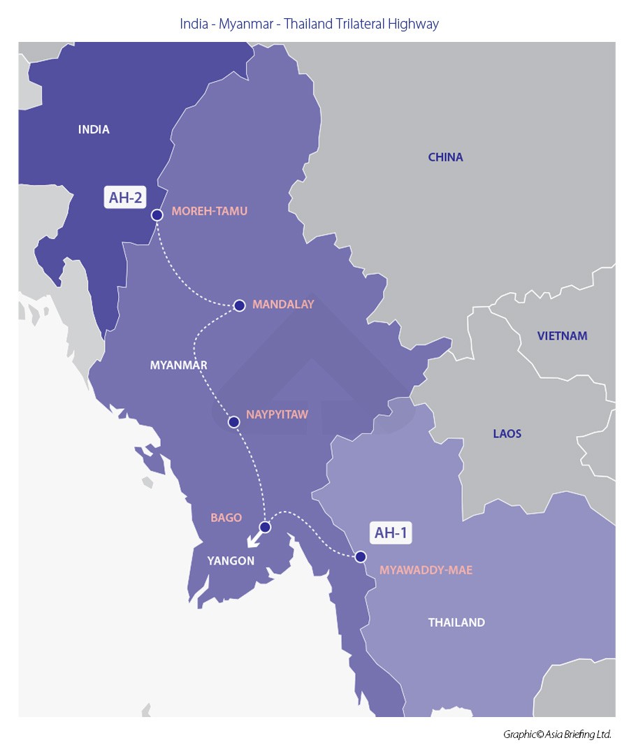 Tuyến đường cao tốc ba bên Ấn Độ - Myanmar - Thái Lan (Đồ họa: ASEAN Briefing).