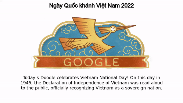 Google mừng Quốc khánh 2/9 bằng Doodle mang hình tượng chim Lạc