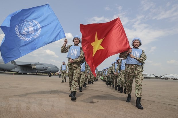 Hơn 30 nhân viên y tế đầu tiên của Việt Nam tới Nam Sudan, thực hiện sứ mệnh gìn giữ hòa bình của Liên hợp quốc, ngày 2/10/2018 (Ảnh: TTXVN phát).