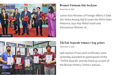 The Borneo Bulletin đưa tin về Triển lãm Văn hoá, Thương mại, Ẩm thực và Nghệ thuật Việt Nam-Brunei. (Ảnh chụp màn hình)