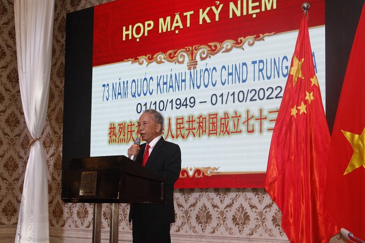 Ông Dương Quang Hà, Chủ tịch Hội hữu nghị Việt Nam - Trung Quốc TP Hồ Chí Minh phát biểu tại buổi lễ (Ảnh: HUFO).
