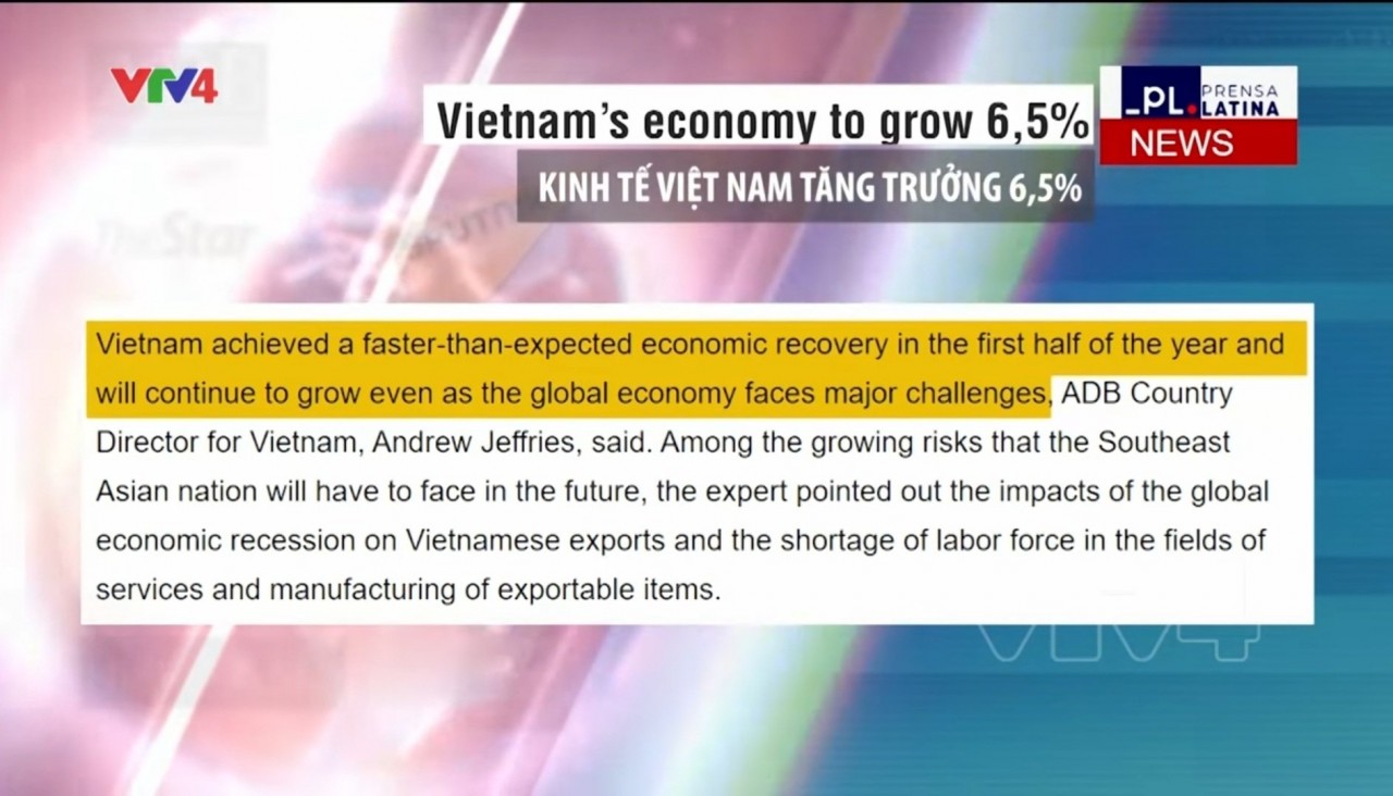 Hãng thông tấn Prensa Latina của Cu Ba trong tuần qua đã ca ngợi nền kinh tế Việt Nam phát triển nhanh hơn dự kiến (Ảnh: Cắt từ màn hình của VTV4)