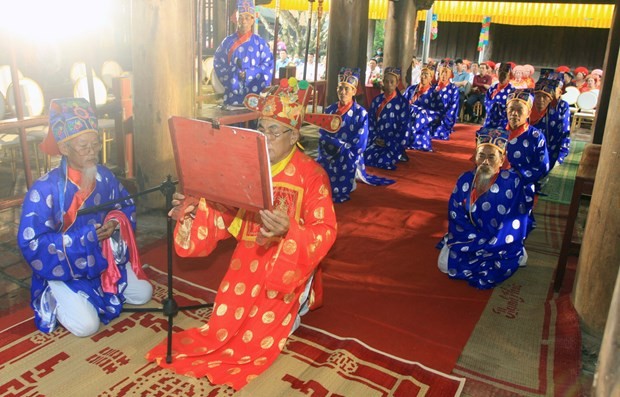 Lễ khai chỉ tại lễ hội chùa Keo mùa thu năm 2022. Ảnh: Thế Duyệt – TTXVN
