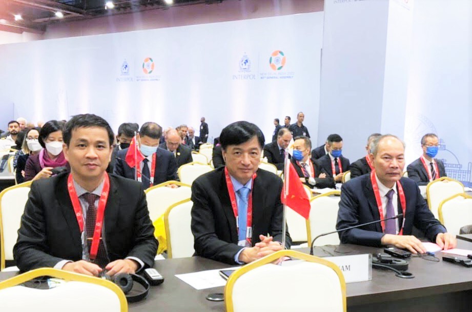 Đoàn đại biểu cấp cao Bộ Công an Việt Nam tham dự Kỳ họp Đại hội đồng INTERPOL lần thứ 90 (Ảnh: Bộ Công an).