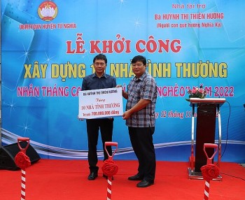 Khởi công xây dựng 10 nhà tình thương cho các hộ nghèo tại huyện Tư Nghĩa (Quảng Ngãi)