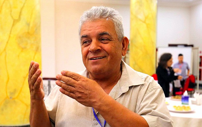 Ông Aqel Mahmoud Ahmed Tugoz - Điều phối viên Ủy ban Hòa bình và Đoàn kết Palestine. (Ảnh: Thu Trang)