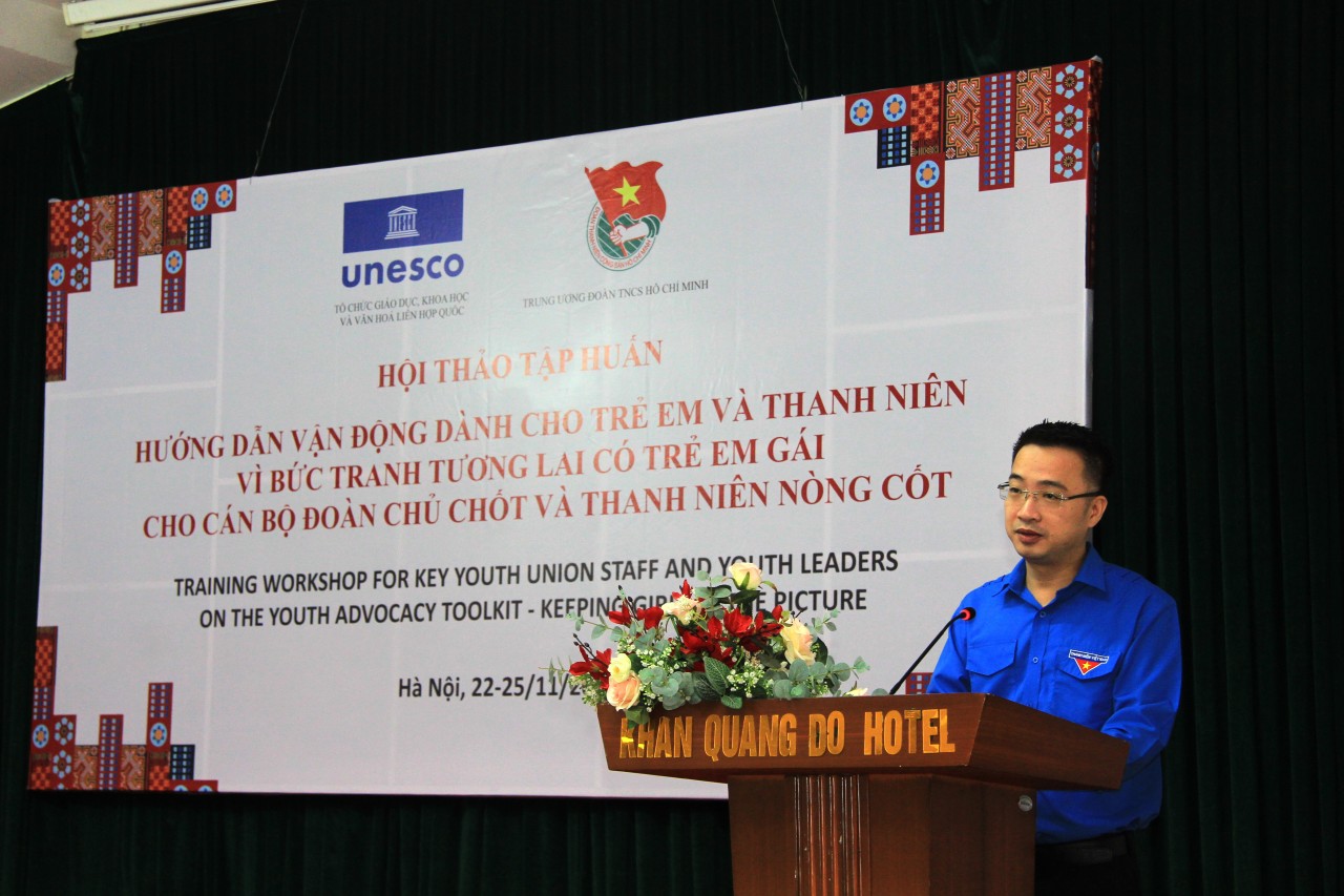 Anh Nguyễn Tường Lâm, Bí thư Ban Chấp hành Trung ương Đoàn, Phó Chủ tịch thường trực UBQG về Thanh niên Việt Nam phát biểu.