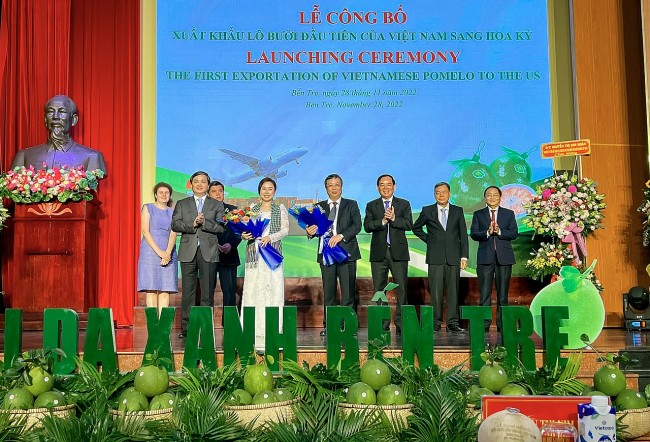 Lô bưởi da xanh đầu tiên của Việt Nam sang thị trường Hoa Kỳ