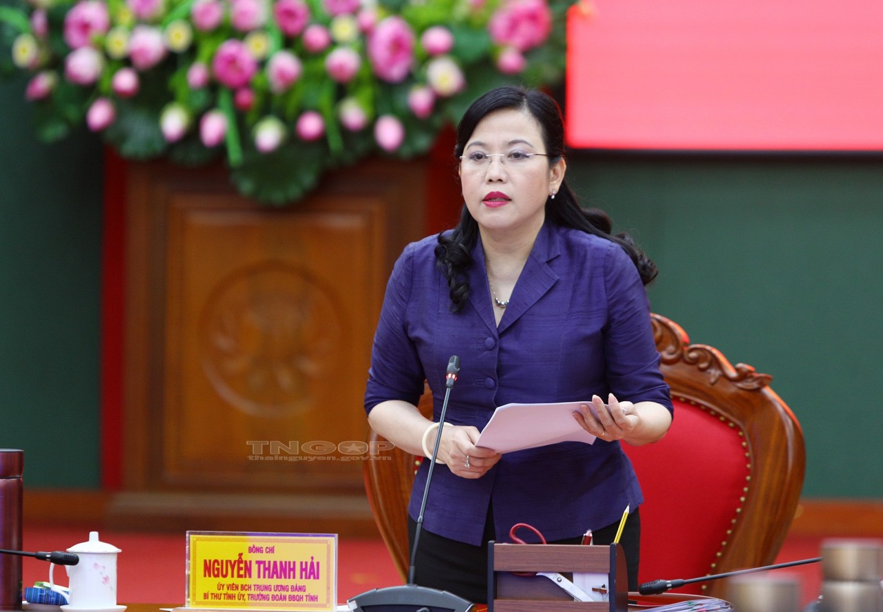Bà Nguyễn Thanh Hải, Bí thư tỉnh uỷ Thái Nguyên.
