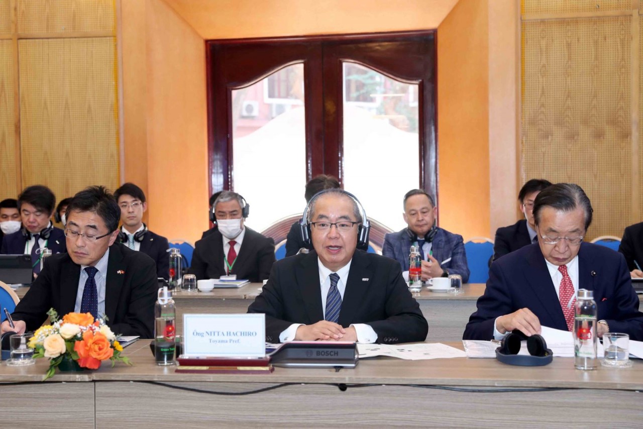Ông Nitta Hachiro, Thống đốc tỉnh Toyama phát biểu (Ảnh: MPI).