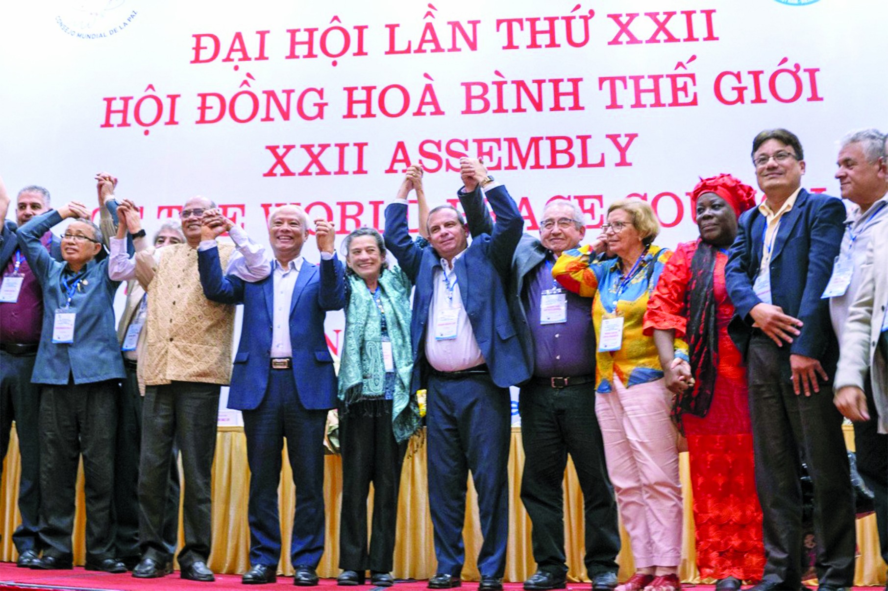 Các đại biểu dự Đại hội lần thứ 22 Hội đồng hoà bình thế giới, tháng 11/2022 tại  Hà Nội (Ảnh: Trường Hùng).