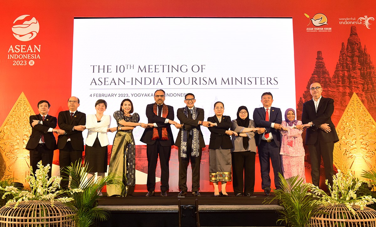 Các lãnh đạo tham dự Hội nghị Bộ trưởng Du lịch ASEAN - Ấn Độ lần thứ 10 (Ảnh: TITC)