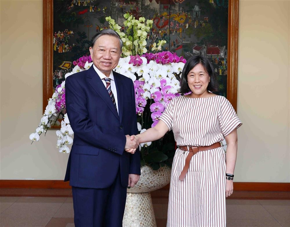 Bộ trưởng Tô Lâm và bà Katherine Tai (Ảnh: Bộ Công an).