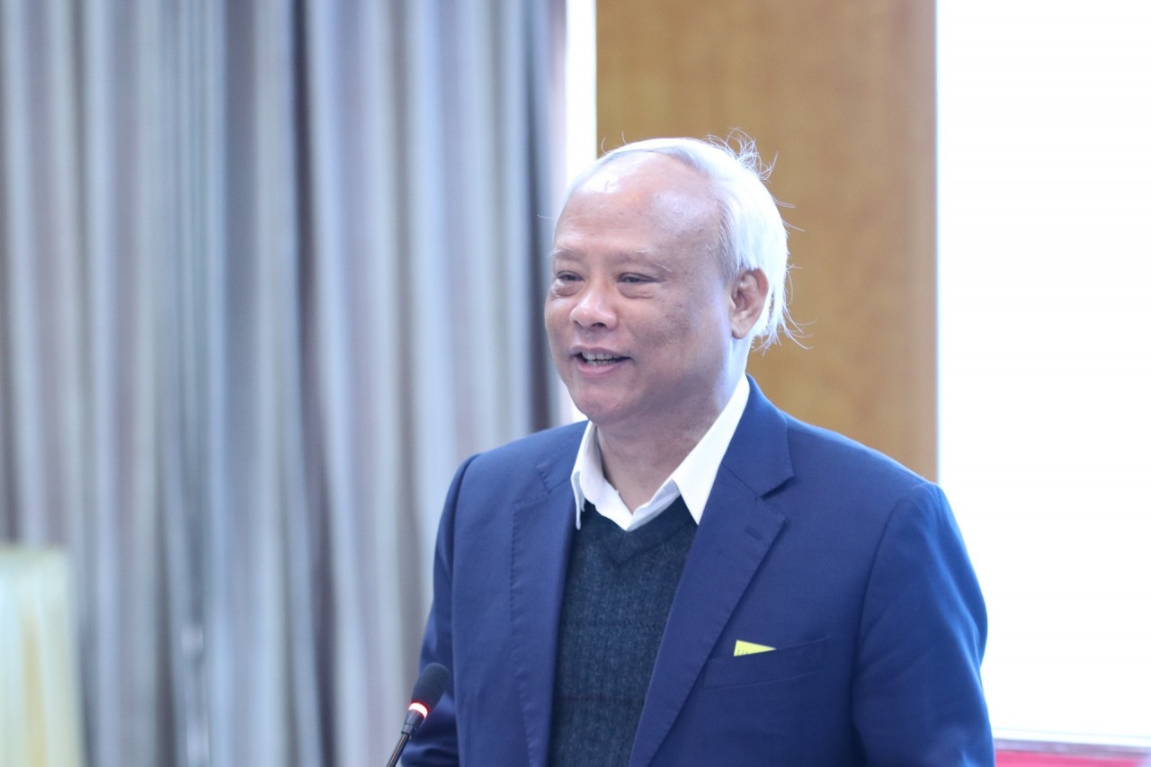  TS Uông Chu Lưu, nguyên Ủy viên Trung ương Đảng, nguyên Phó Chủ tịch Quốc hội, Chủ tịch UBHB Việt Nam phát biểu tại Hội nghị (Ảnh: Thu Hà)