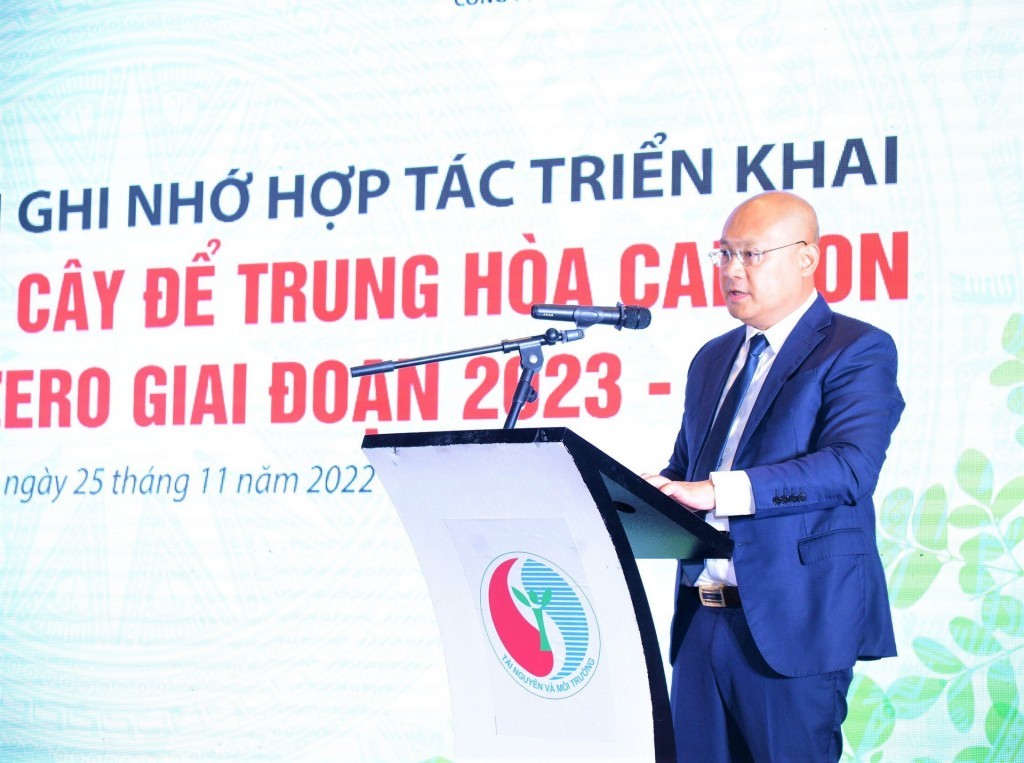 Ông Hoàng Mạnh Hà, Tổng Biên tập Báo Tài nguyên và Môi trường phát biểu tại buổi Lễ.