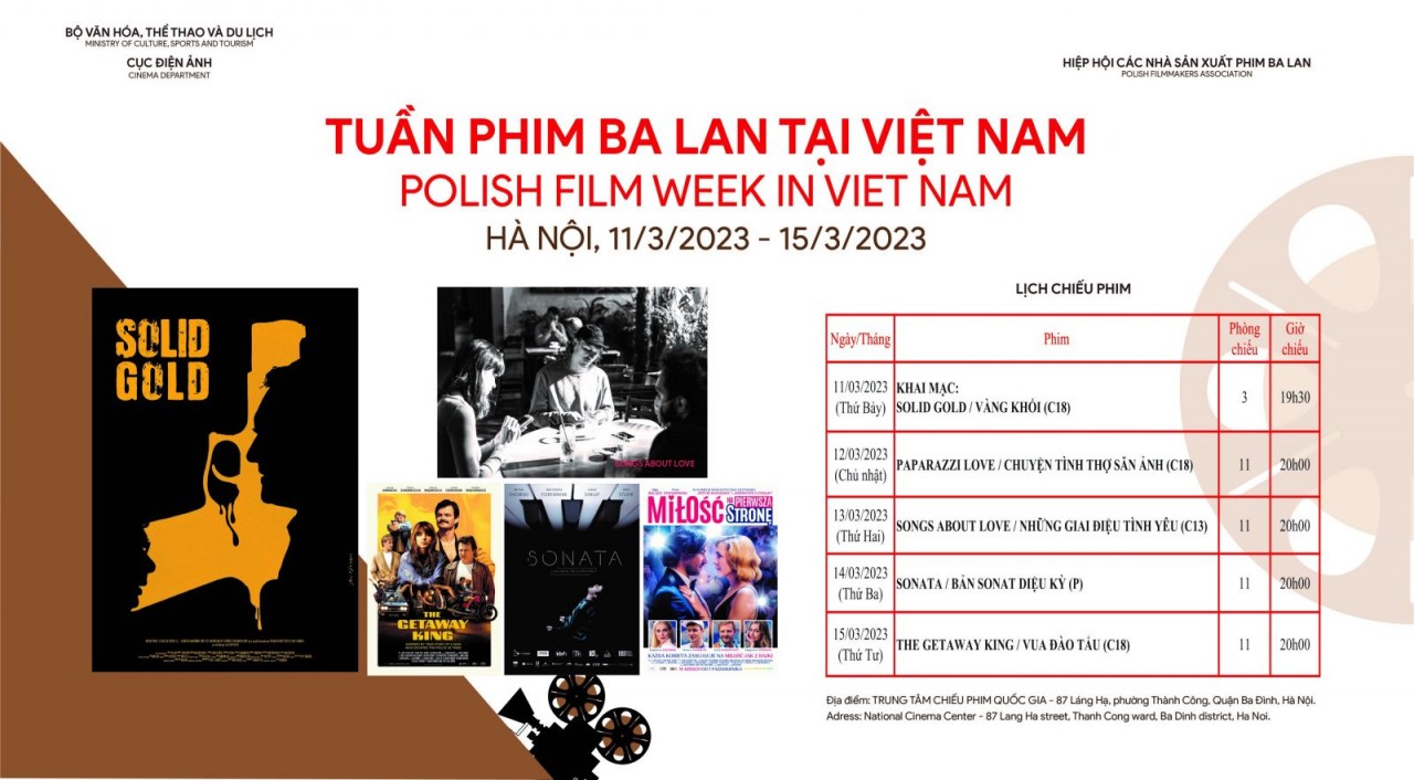 Lịch chiếu phim của Tuần phim Ba Lan tại Hà Nội, 11-15/3/2023.