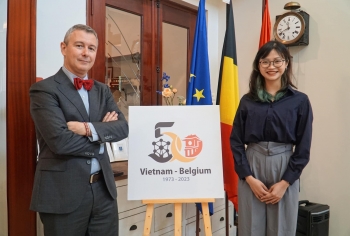 Logo kỷ niệm 50 năm quan hệ Việt Nam - Bỉ lấy cảm hứng từ di sản văn hóa hai nước