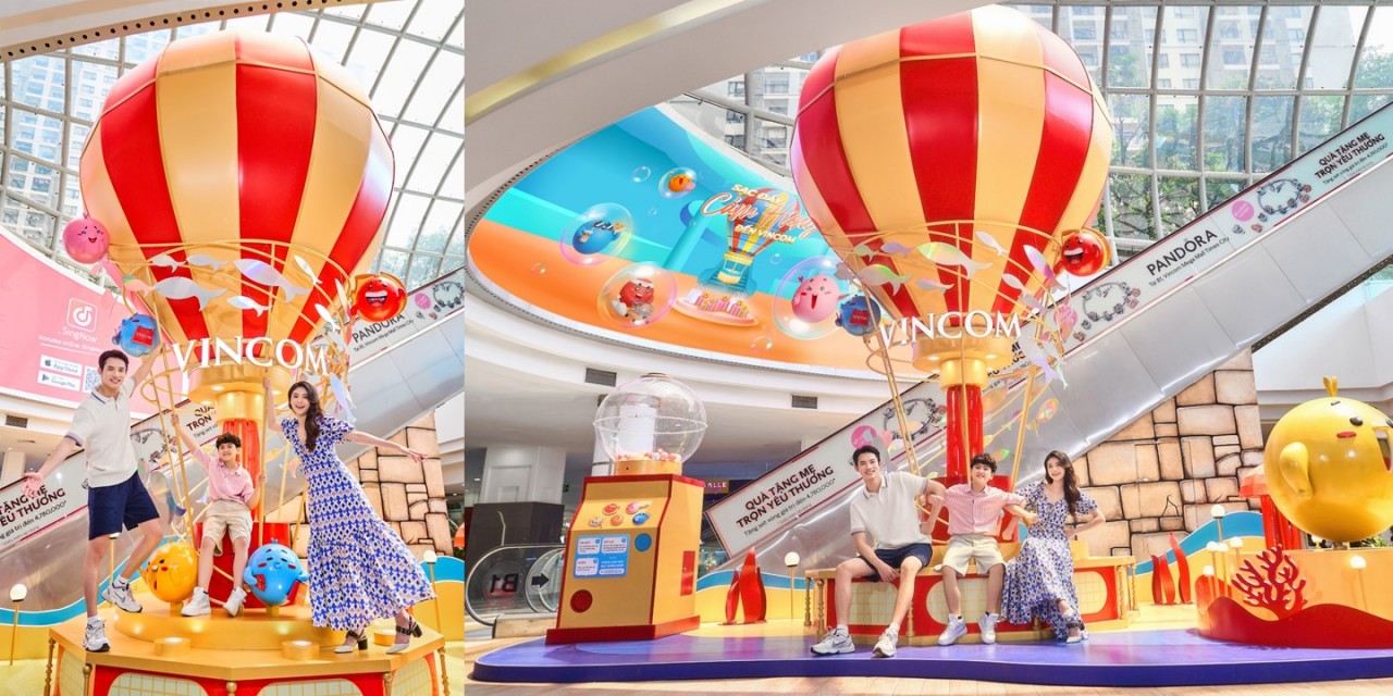Khinh khí cầu khổng lồ chứa muôn vàn cảm xúc vui tươi tại Vincom Mega Mall Times City là điểm nhấn ấn tượng cho những pose check-in triệu like trên mạng xã hội.
