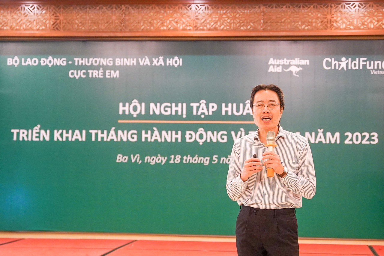 Ông Đặng Hoa Nam, Cục trưởng Cục Trẻ em phát biểu tại hội nghị.