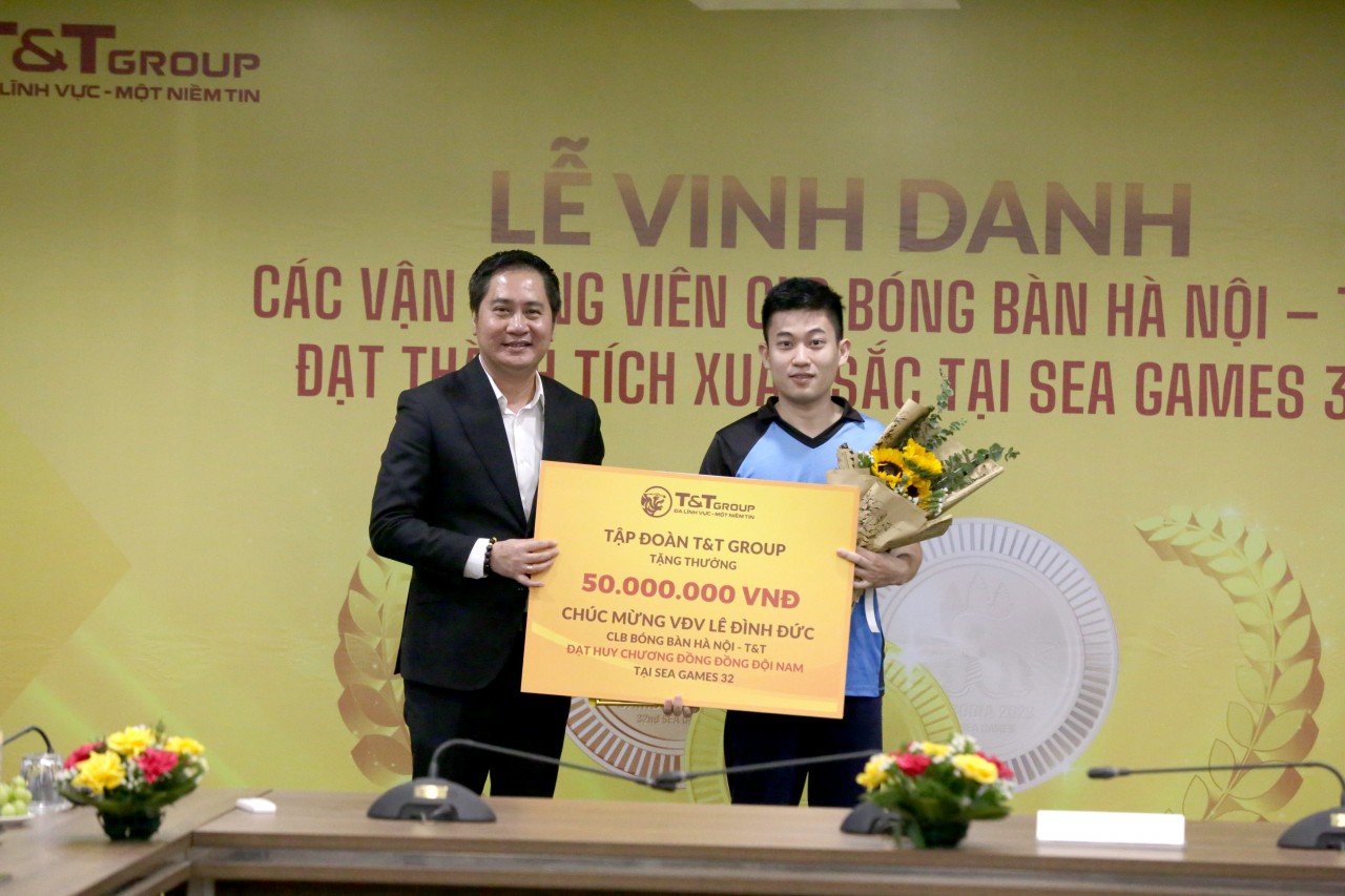 Tập đoàn T&T Group thưởng hơn 1 tỷ đồng cho kỳ tích bóng bàn Việt Nam tại SEA Games 32