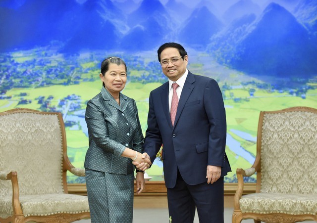 Thủ tướng Phạm Minh Chính tiếp Phó Thủ tướng Campuchia Men Sam An (Ảnh: VGP).