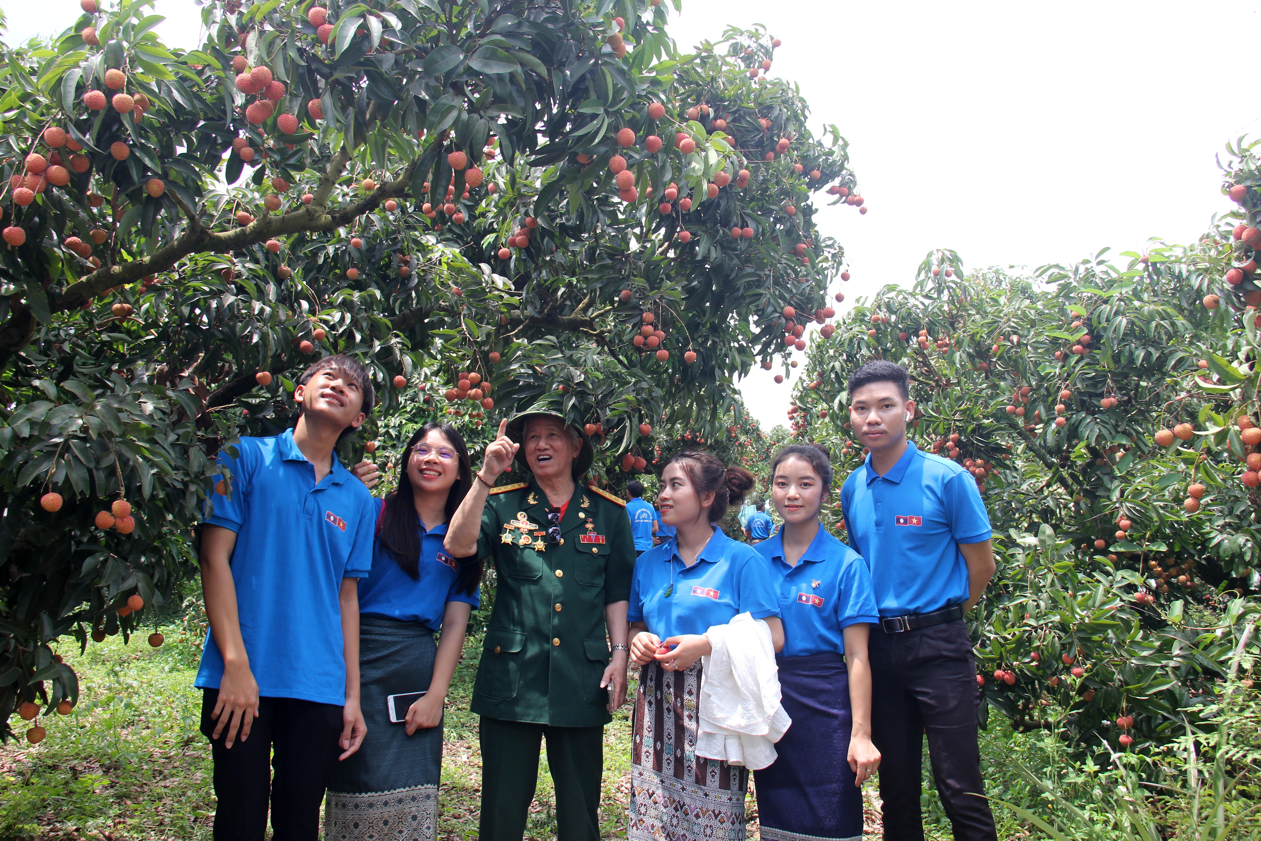 Lưu học sinh Lào hào hứng thăm vườn vải, danh lam cổ tự của Bắc Giang