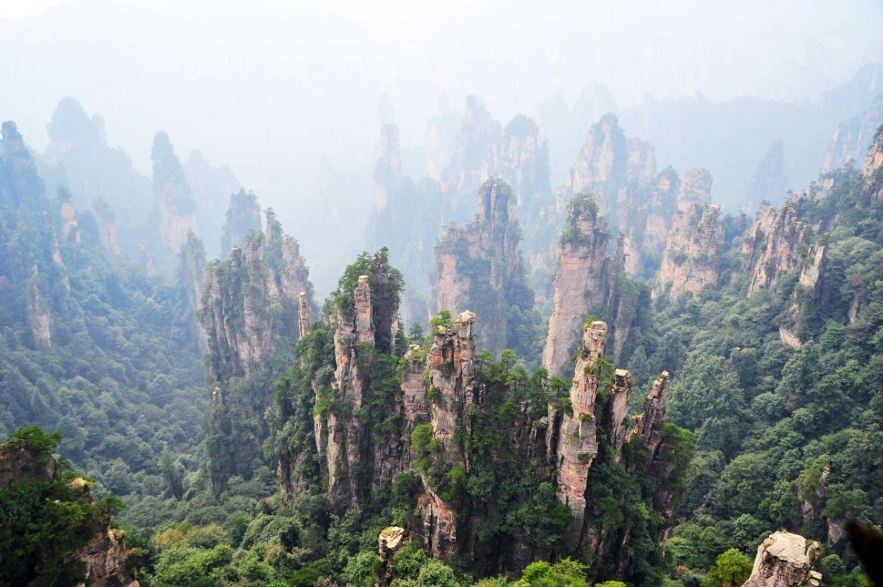 Trương Gia Giới nổi tiếng khắp thế giới với địa hình có những cột đá độc đáo và phong cảnh tuyệt đẹp được bao quanh bởi mây và sương mù.