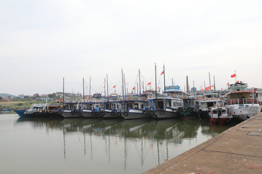 Tàu thuyền trú bão tại khu vực tránh trú phường Giếng Đáy, TP Hạ Long, tỉnh Quảng Ninh