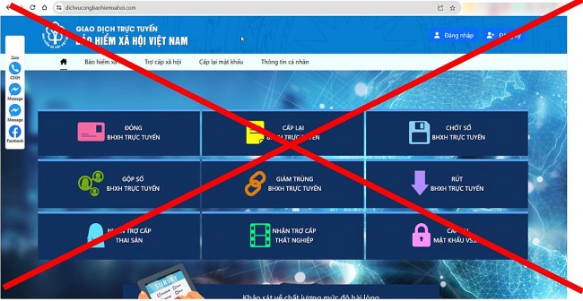 Cảnh báo trang web giả mạo Cổng dịch vụ công của Bảo hiểm xã hội Việt Nam