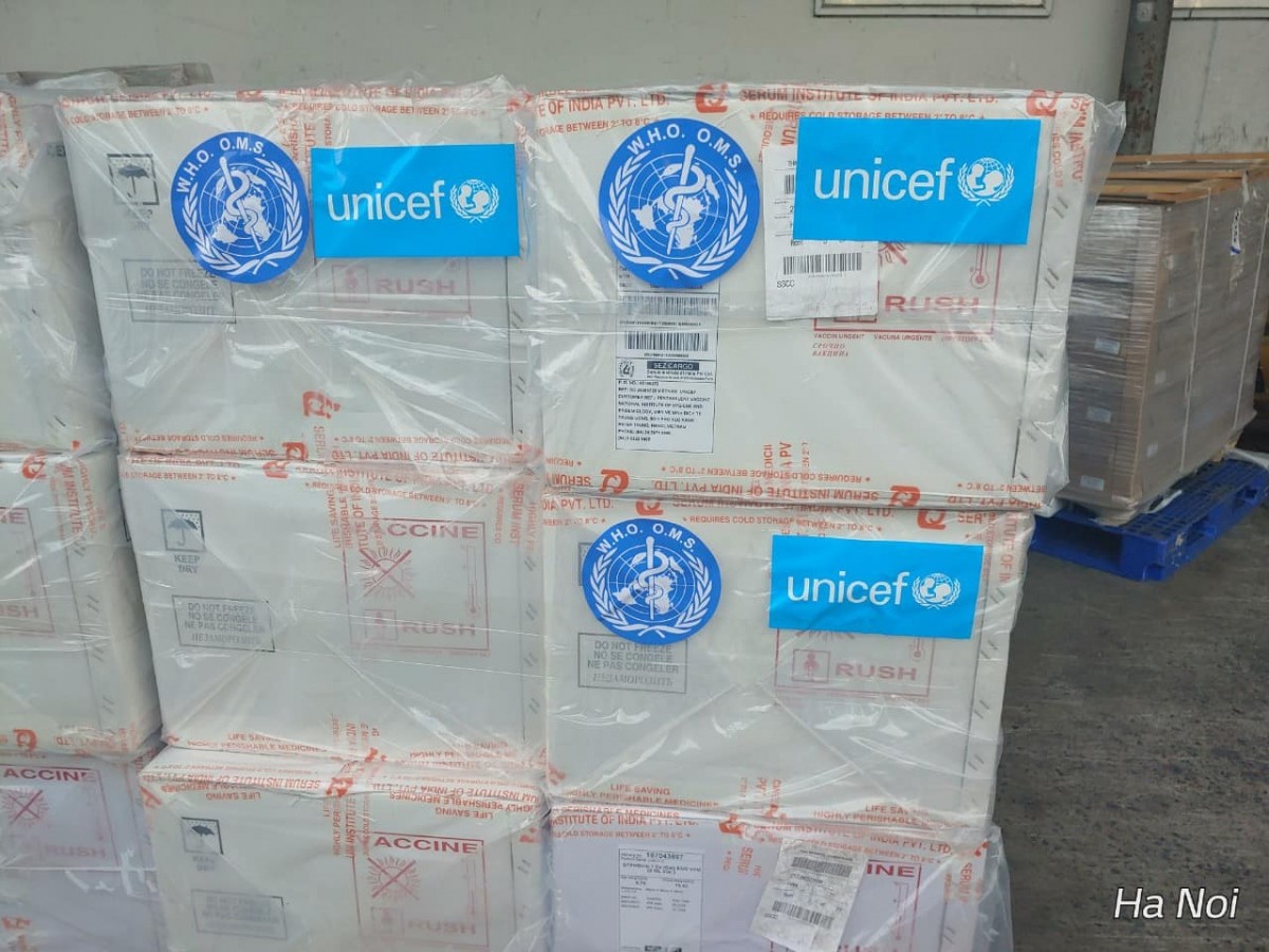 Hơn 185.000 liều vaccine 5 trong 1 do UNICEF hỗ trợ về tới Việt Nam