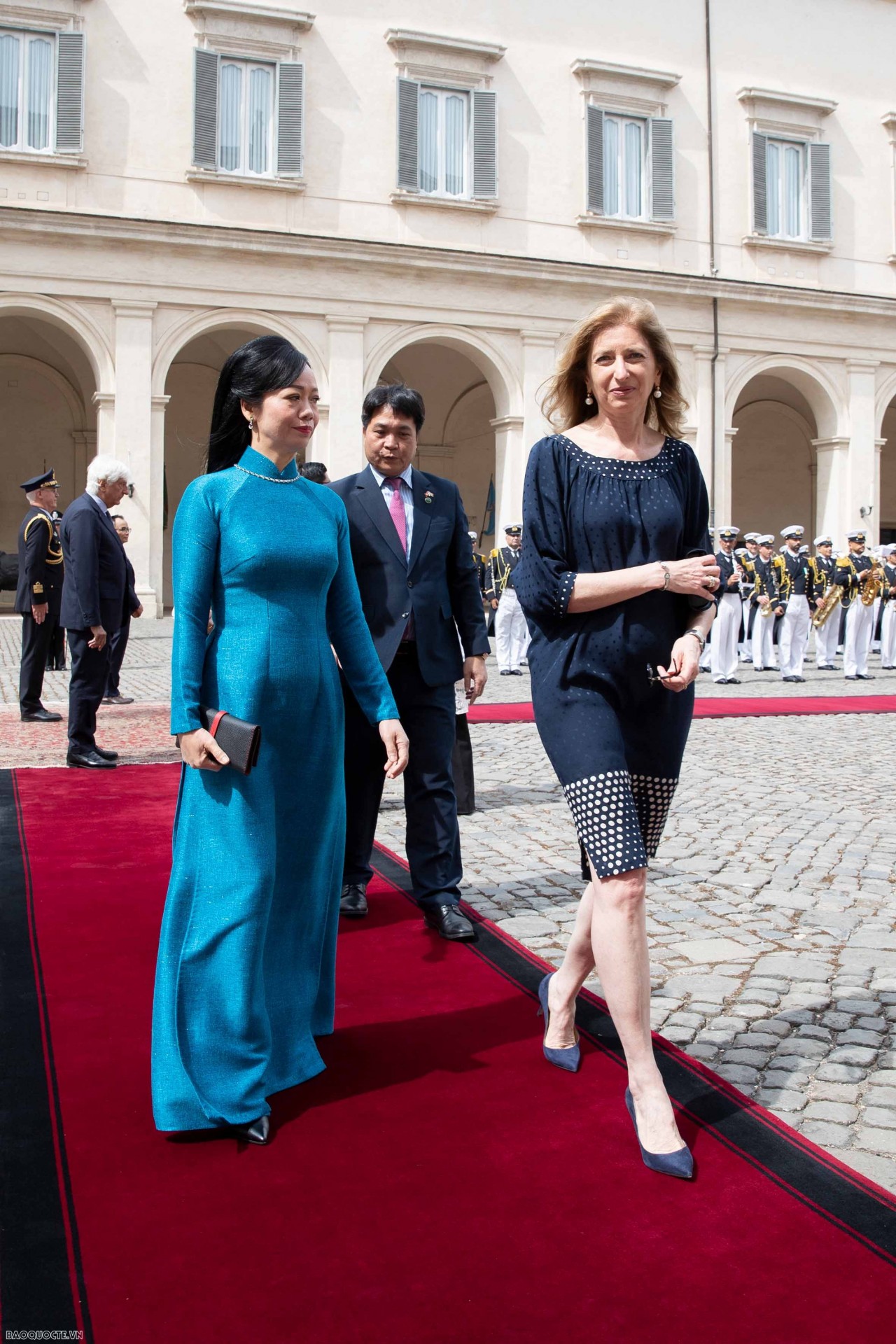 Bà Laura Mattarella cho biết, Cung điện Palazzo del Quirinale, một trong những tòa nhà nổi tiếng nhất Italia với quy mô đồ sộ, kiến trúc độc đáo, đậm nét văn hóa Italia.