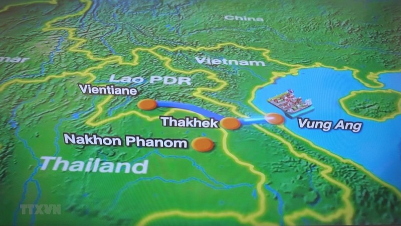 Bản đồ tuyến đường sắt Lào-Việt Nam.
