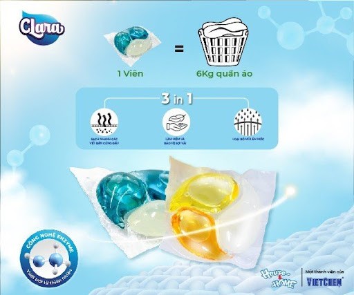 Cả ngày ngát hương với viên giặt xả Clara 3in1 giá chỉ hơn 3.000 đồng