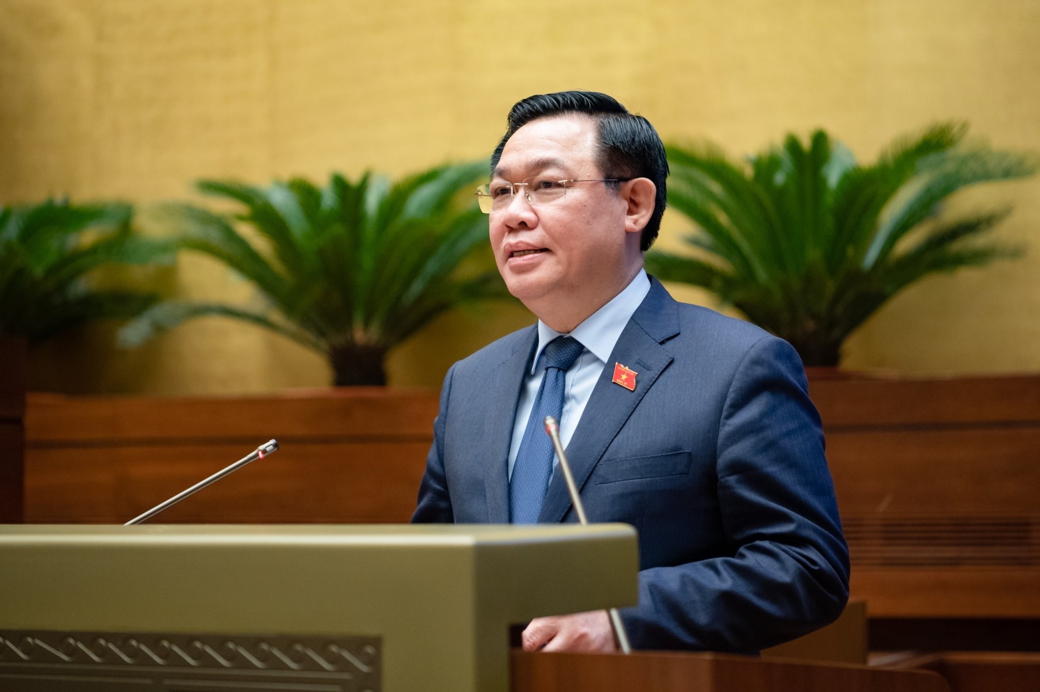 Chủ tịch Quốc hội Vương Đình Huệ phát biểu kết luận hội nghị. (Ảnh: quochoi.vn)