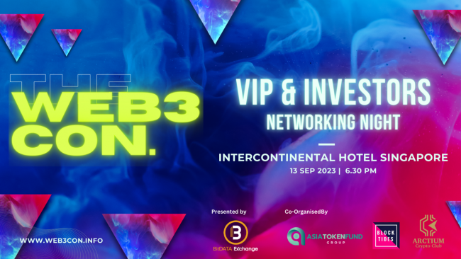 Sự kiện Web3Con sẽ diễn ra vào tối 13/9/2023 tại Khách sạn Intercontinental Singapore (Bugis)