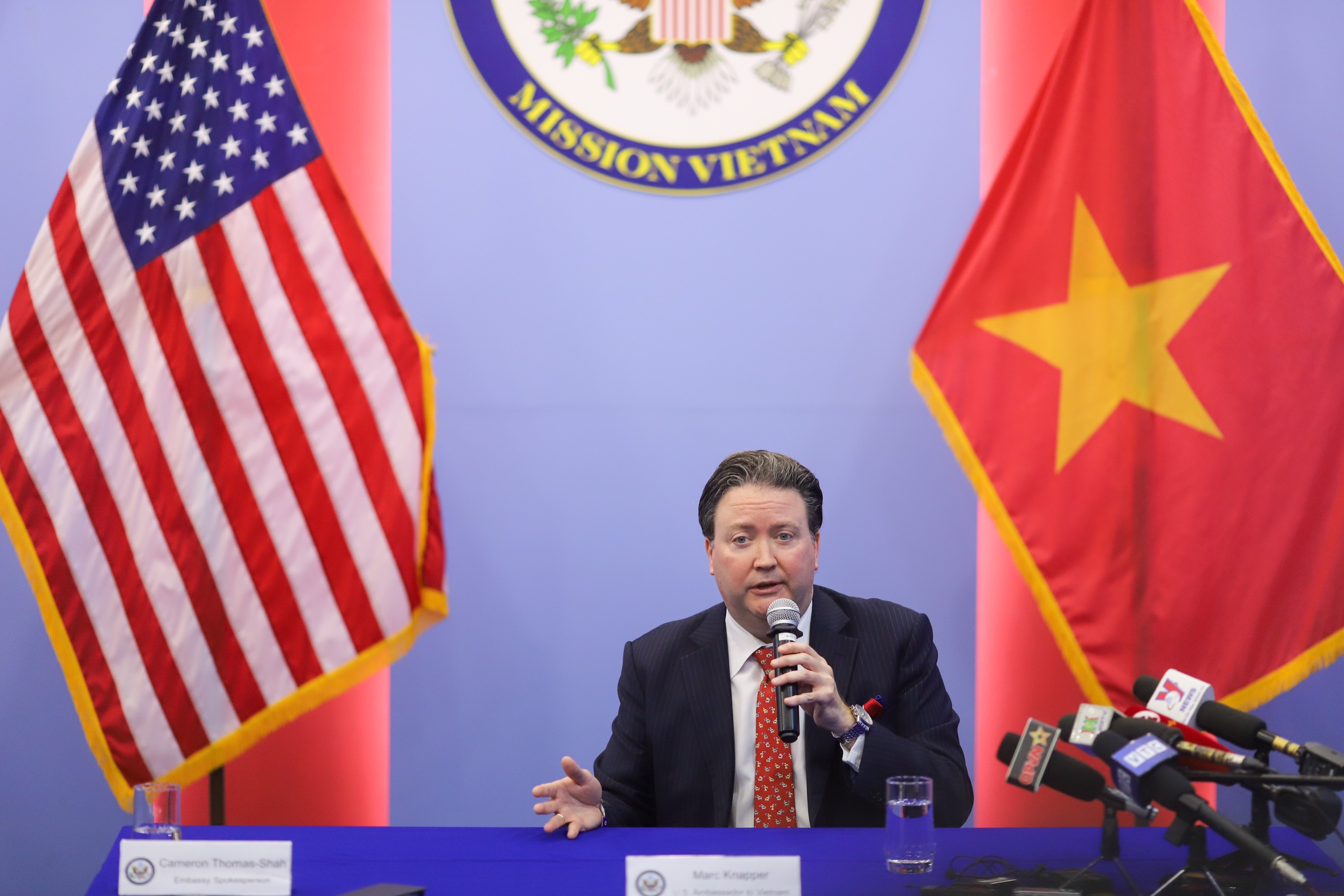 Đại sứ Mỹ tại Việt Nam Marc Knapper trong buổi gặp gỡ b&amp;aacute;o ch&amp;iacute; ng&amp;agrave;y 13/9. Ảnh: Kh&amp;aacute;nh Huy.
