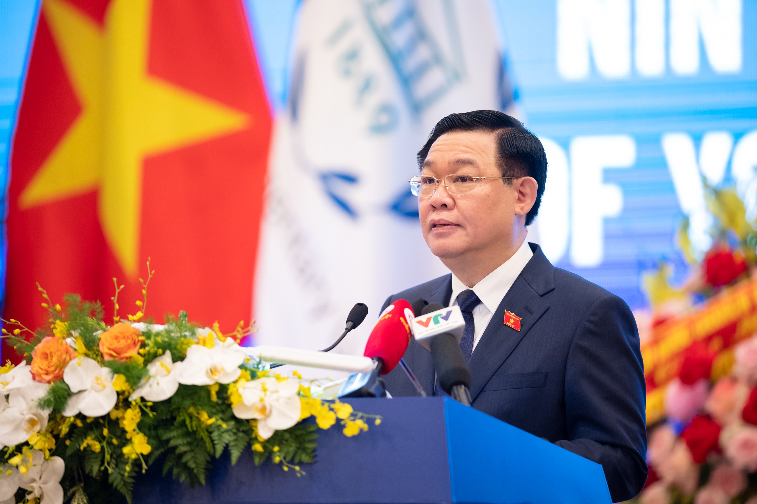 Chủ tịch Quốc hội Vương Đình Huệ phát biểu khai mạc Hội nghị Nghị sĩ trẻ toàn cầu lần thứ 9. (Ảnh: Quochoi.vn)