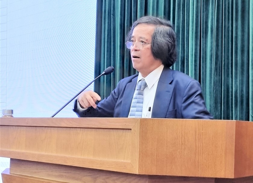 Giáo sư Trần Văn Thọ, Giáo sư Danh dự của Đại học Waseda (Nhật Bản) phát biểu về vai trò của Nhật Bản trong phát triển kinh tế của Việt Nam. (Ảnh: Nhân dân)
