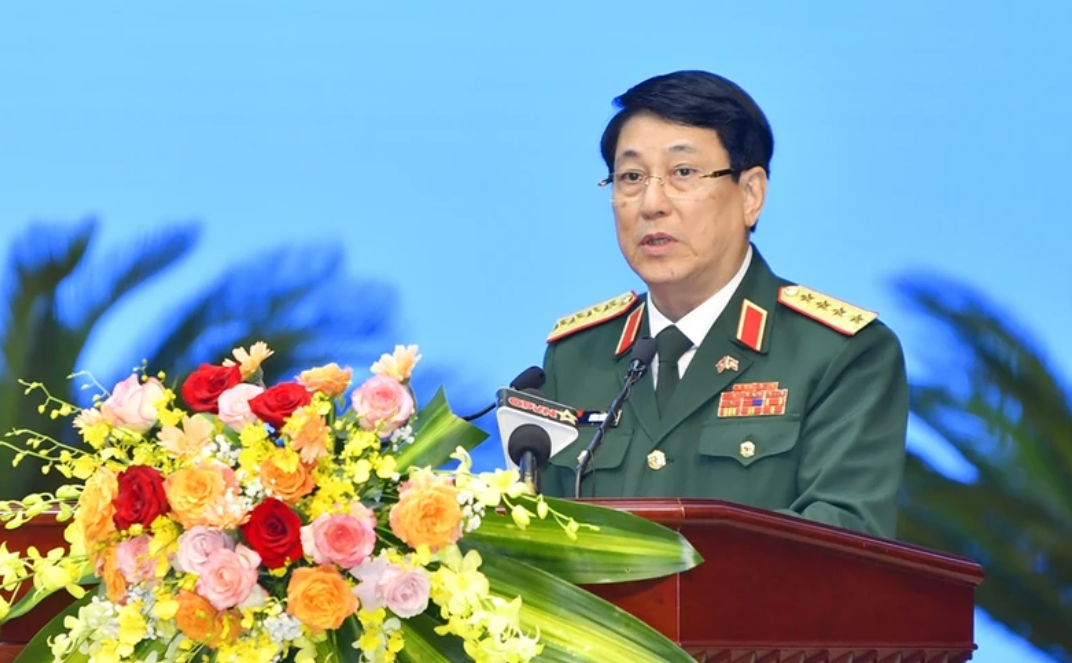 Đại tướng Lương Cường phát biểu tại buổi lễ. (Ảnh: Báo Quân đội nhân dân)