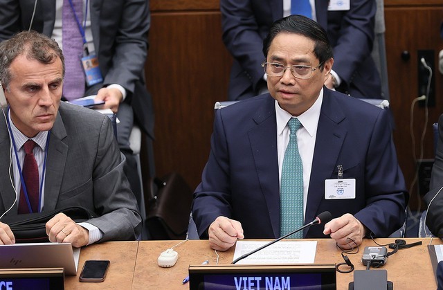 Thủ tướng Chính phủ Phạm Minh Chính tại Hội nghị Thượng đỉnh Tham vọng khí hậu của Liên hợp quốc. (Ảnh: VPG)