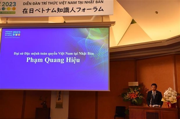 Đại sứ Việt Nam tại Nhật Bản Phạm Quang Hiệu phát biểu khai mạc Diễn đàn. (Nguồn: TTXVN)