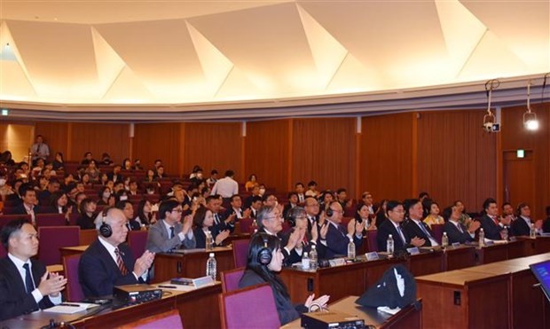 Diễn đàn quy tụ các nhà khoa học, chuyên gia hàng đầu tại các trường đại học, viện nghiên cứu và công ty Nhật Bản, doanh nhân Việt Nam khởi nghiệp tại Nhật Bản đến tham dự. (Ảnh: Xuân Giao/TTXVN)