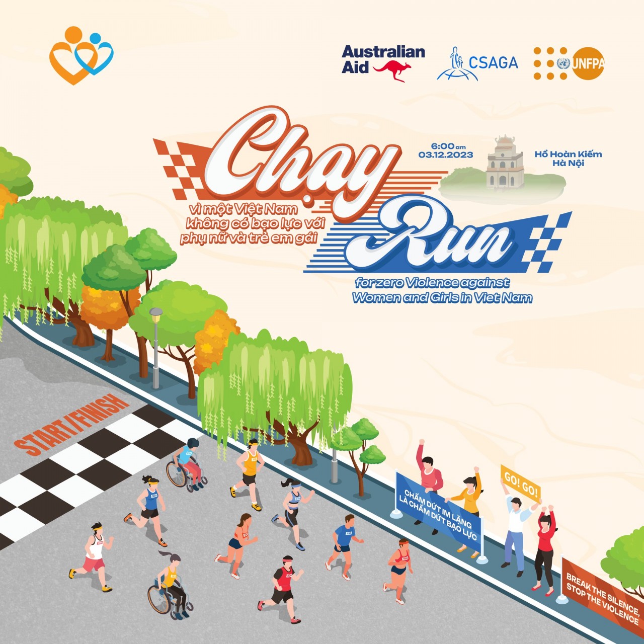 CSAGA tổ chức giải chạy vì một Việt nam không có bạo lực giới với phụ nữ và trẻ em gái
